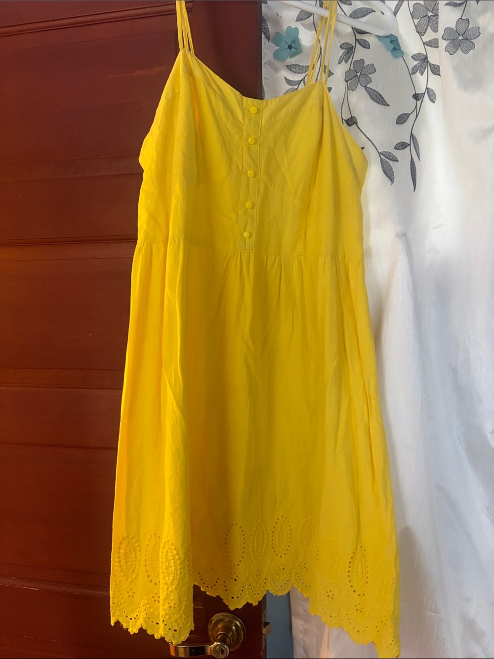 Xhilaration Bright Yellow Eyelet Midi Sundress